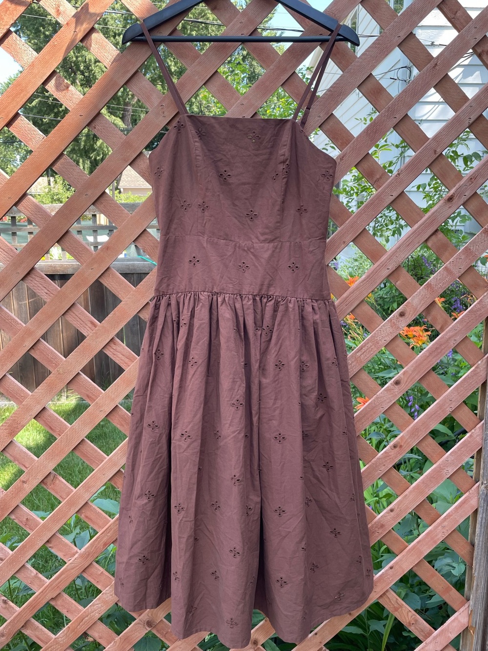 Nicole Miller Drop Waist Eyelet Midi Dress Size S
